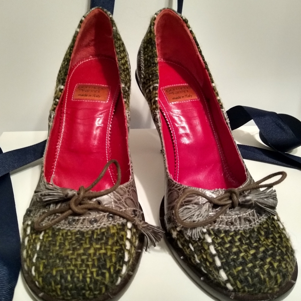 Unique Italian Plaid Heels